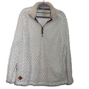 Simply Southern Women's 1/4 Zip Sherpa Quilted Diamond White Soft‎ Size M EUC
